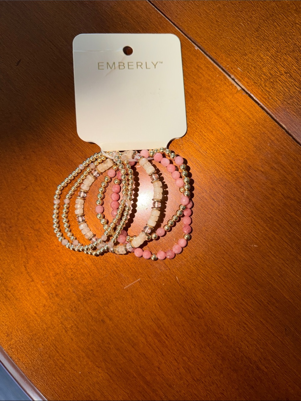 Target Emberly Pink and Gold Beaded Stack Bracelets